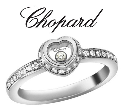 Bague Chopard Happy Diamond or blanc et diamants.