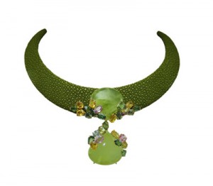 Collier Galuchat Vert - Erik Schaix Joaillerie