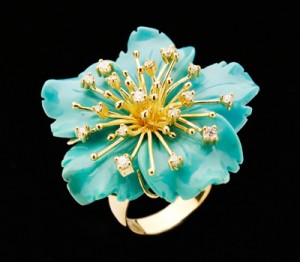 Bague Camelia Turquoise - Perlota Bijoux
