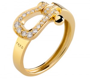 Bague Mini Force 10 Ruban Or Jaune Pavage Diamants - Fred