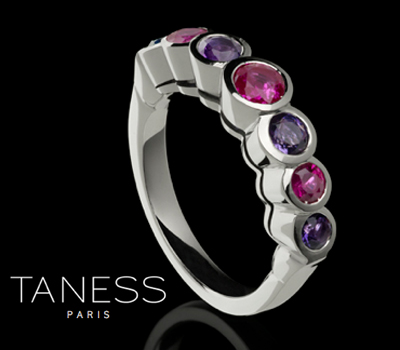 Bague Organon Taness - Bijou Argent, Saphirs Roses, Améthystes