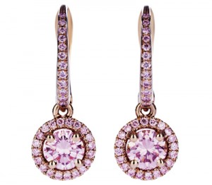 Boucles d'Oreilles Aura en Or Rose et Diamants Roses - De Beers