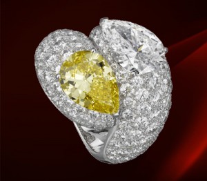 Bague Diamant Jaune Taille Poire par Cartier