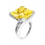 Bague Fred Diamant Jaune et Pavage Diamants Blancs