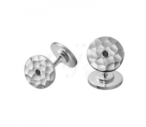 Boutons de Manchettes Argent et Diamant Noir Dinh Van