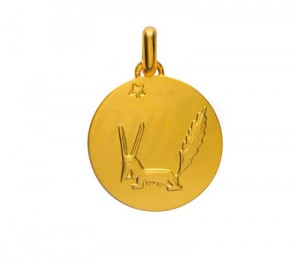 Médaille Petit Prince et Renard en Or Jaune