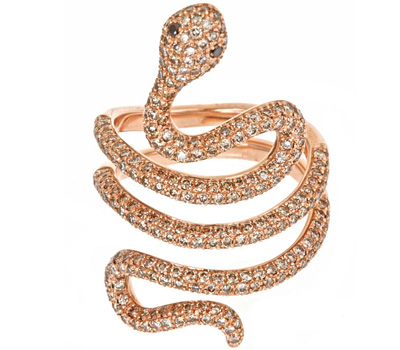 Bague serpent pour femme en or rose et diamants d'Elise Dray