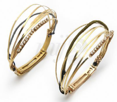 Bracelet 7 Cords Mix Gold & Diams